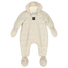Baby Boys Beige Padded Snowsuit, 1, hi-res