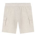 Younger Boys Beige Logo Shorts, 1, hi-res