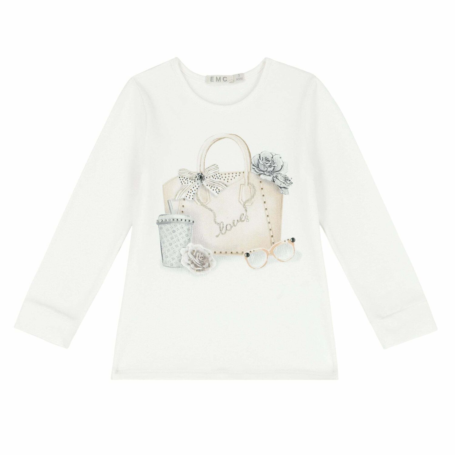 Girls White & Beige Leggings Set, 1, hi-res