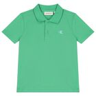 Boys Green Logo Polo Shirt, 1, hi-res