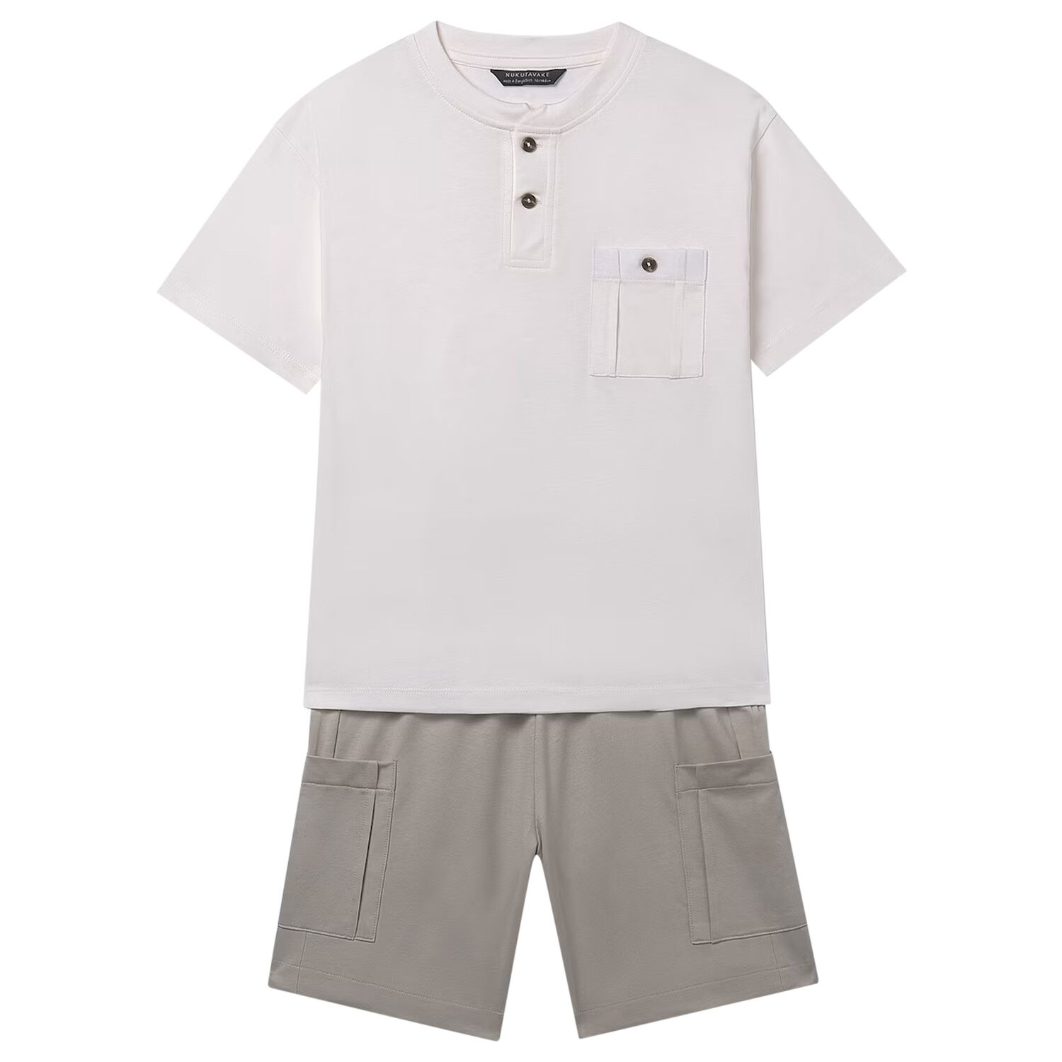 Boys Ivory & Beige Shorts Set, 1, hi-res