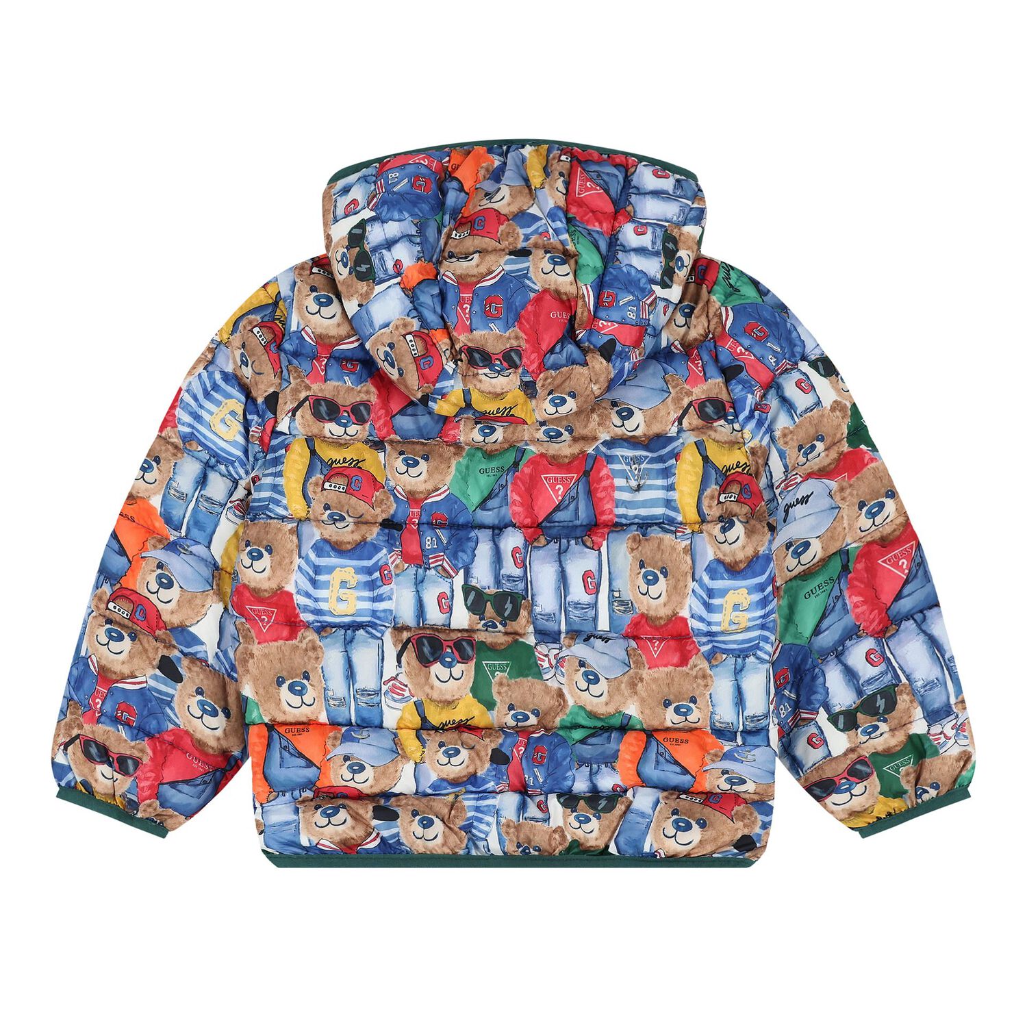Younger Boys Multi-Coloured Teddy Bear Logo Padded Puffer Jacket, 1, hi-res