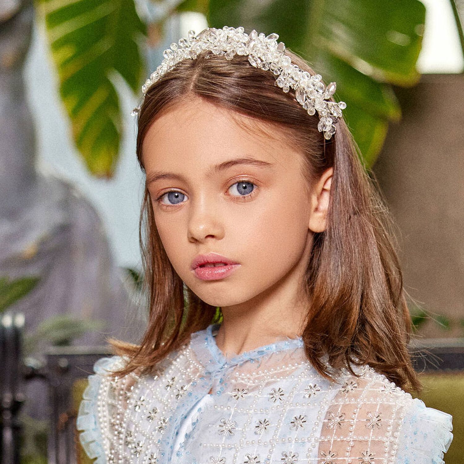 Girls White Crystal Headband, 1, hi-res image number null