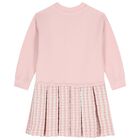 Girls Pink Tweed Sweatshirt Dress, 1, hi-res