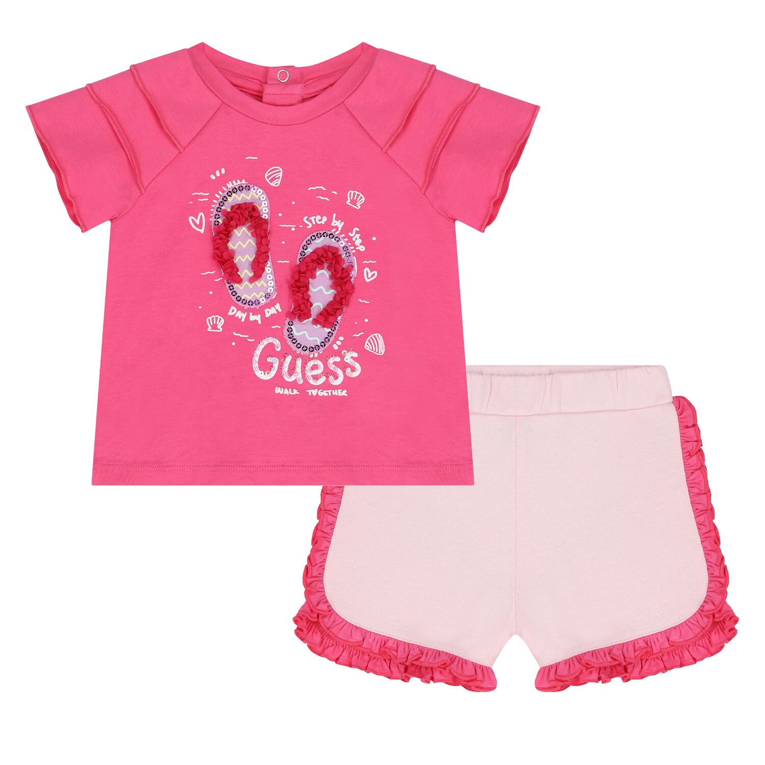 Baby Girls Pink Ruffle Short Set, 1, hi-res image number null