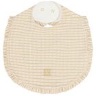 Baby Girls Ivory & Gold Ruffled Bib, 1, hi-res