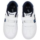 Boys White & Denim Blue Logo Trainers, 1, hi-res