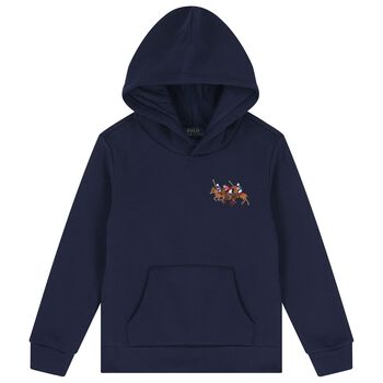 Boys Navy Blue Logo Hooded Top