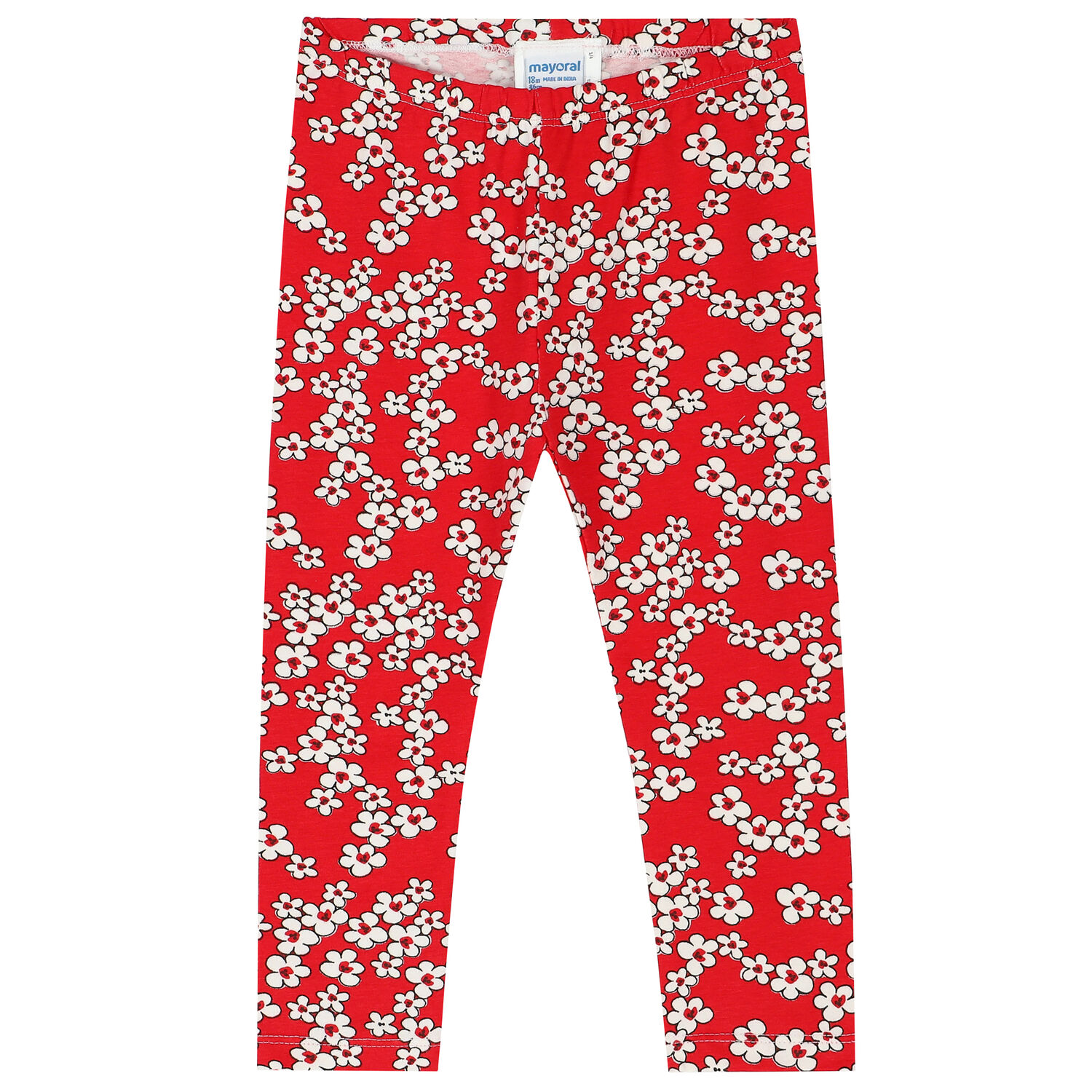 Younger Girls White & Red Floral Leggings Set, 1, hi-res