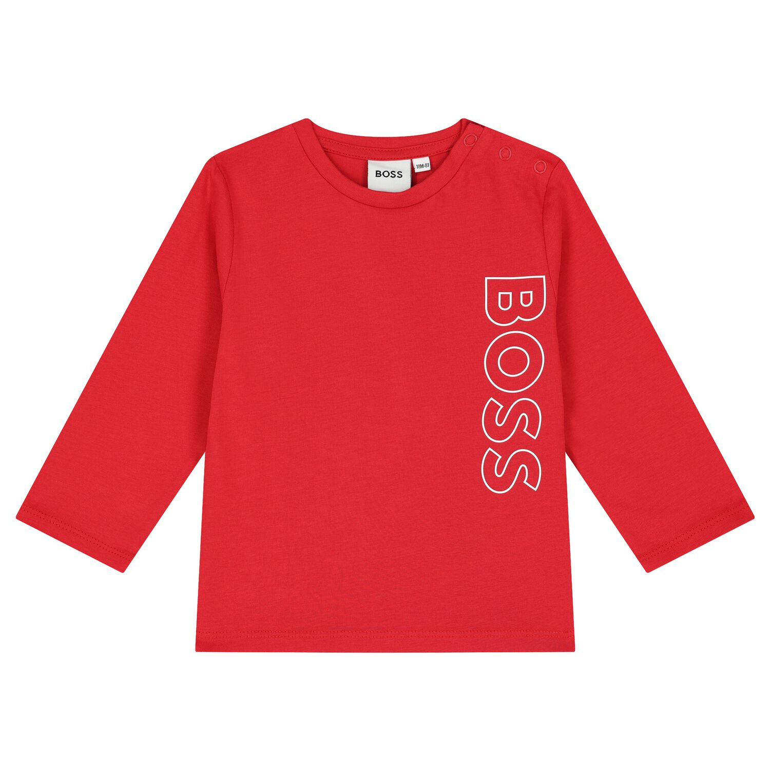 Younger Boys Red Logo Long Sleeve Top, 3, hi-res