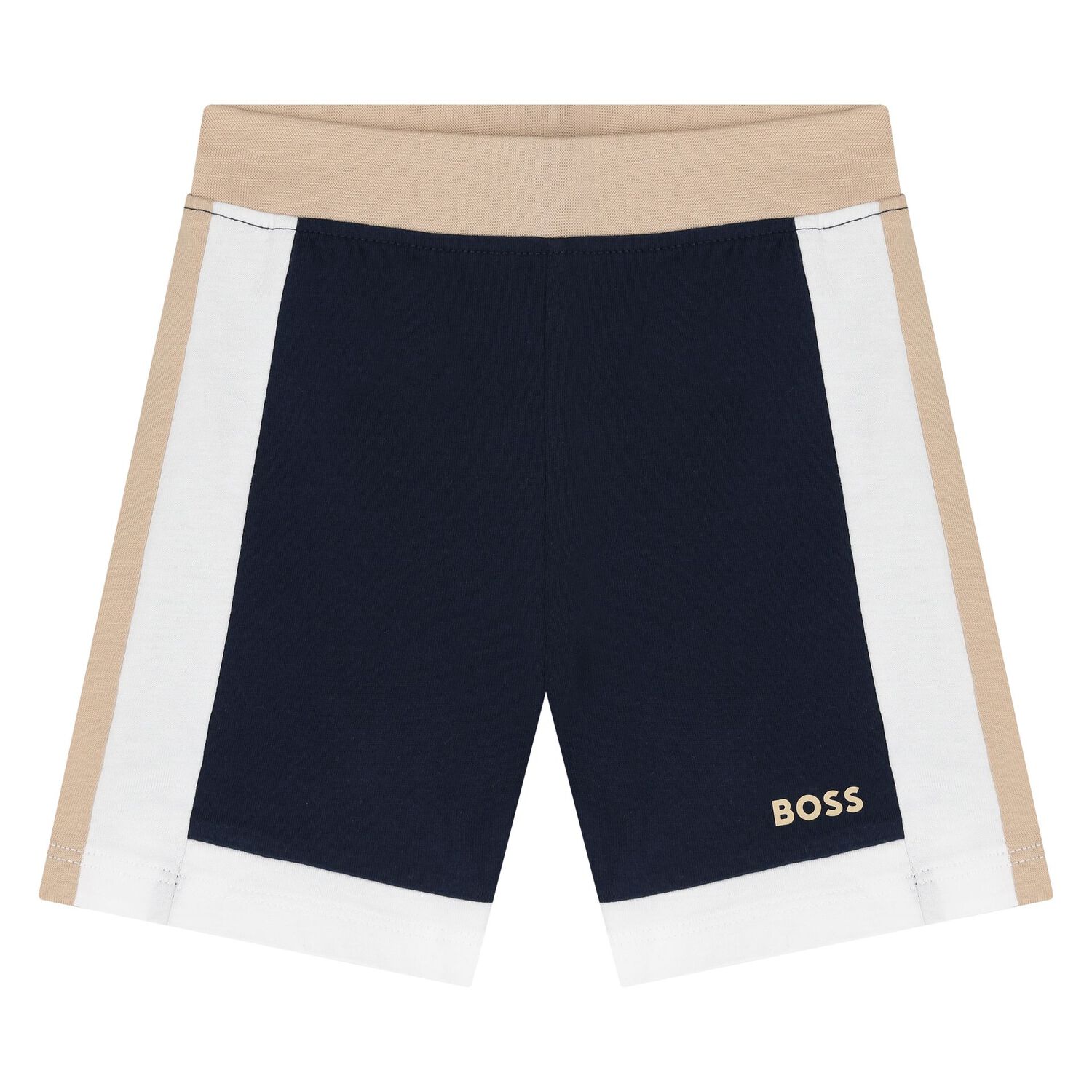Younger Boys White & Navy Blue Shorts Set, 1, hi-res