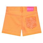 Girls Orange Denim Shorts, 1, hi-res