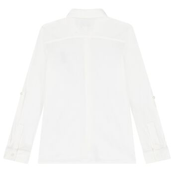 Boys White Teddy Bear Polo Shirt