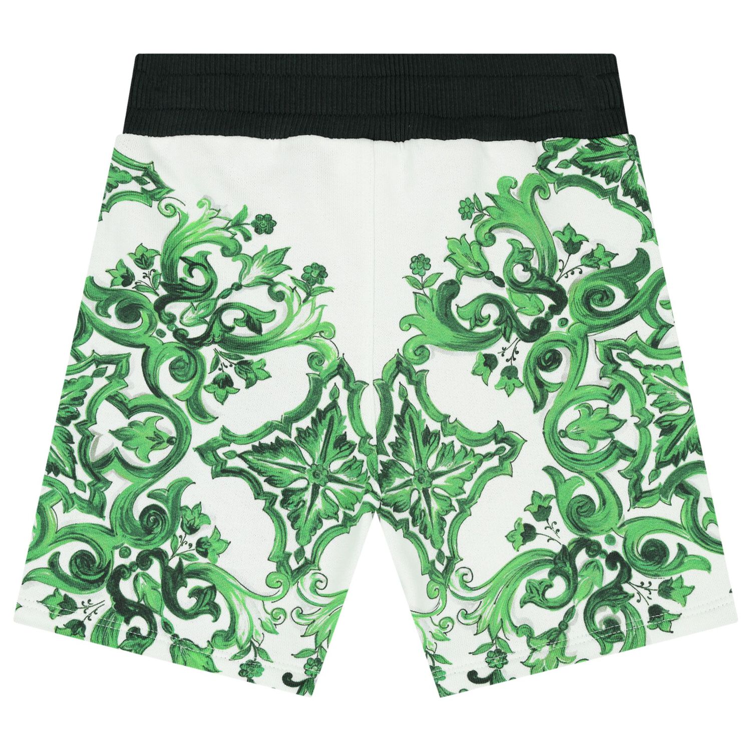Baby Boys White & Green Majolica Shorts, 1, hi-res