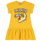 Girls Yellow Tiger Logo Dress, 2, hi-res