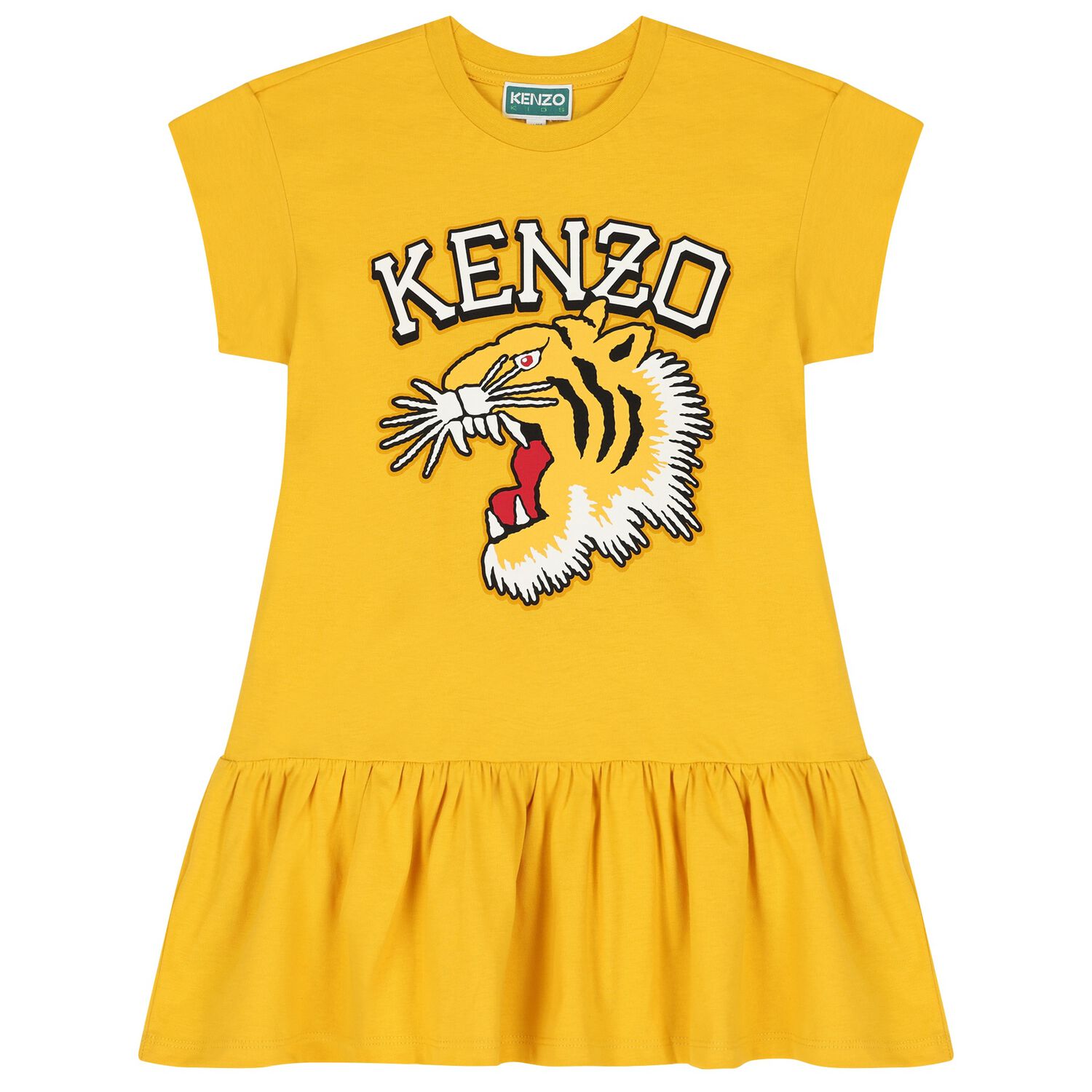 Girls Yellow Tiger Logo Dress, 2, hi-res