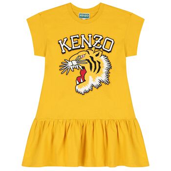 Girls Yellow Tiger Logo Dress