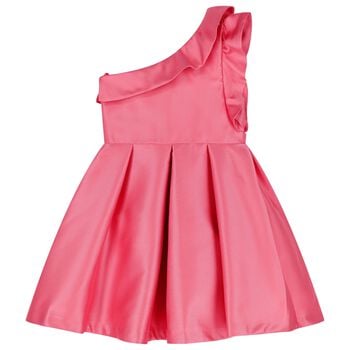 Girls Pink Asymmetric Dress