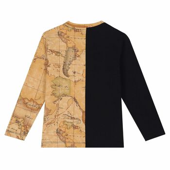 Boys Black & Beige Geo Map Print Top