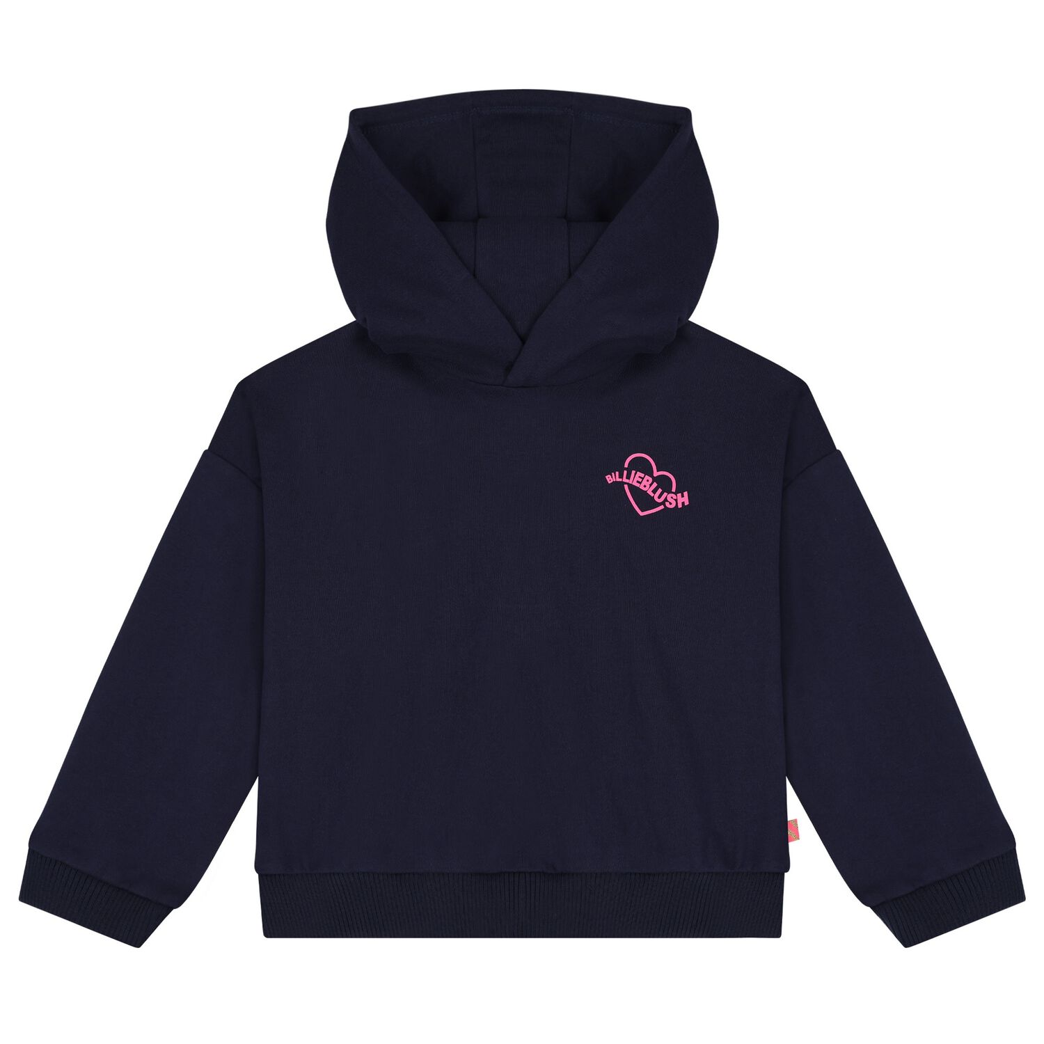 Girls Navy Blue Heart Hooded Top, 1, hi-res image number null