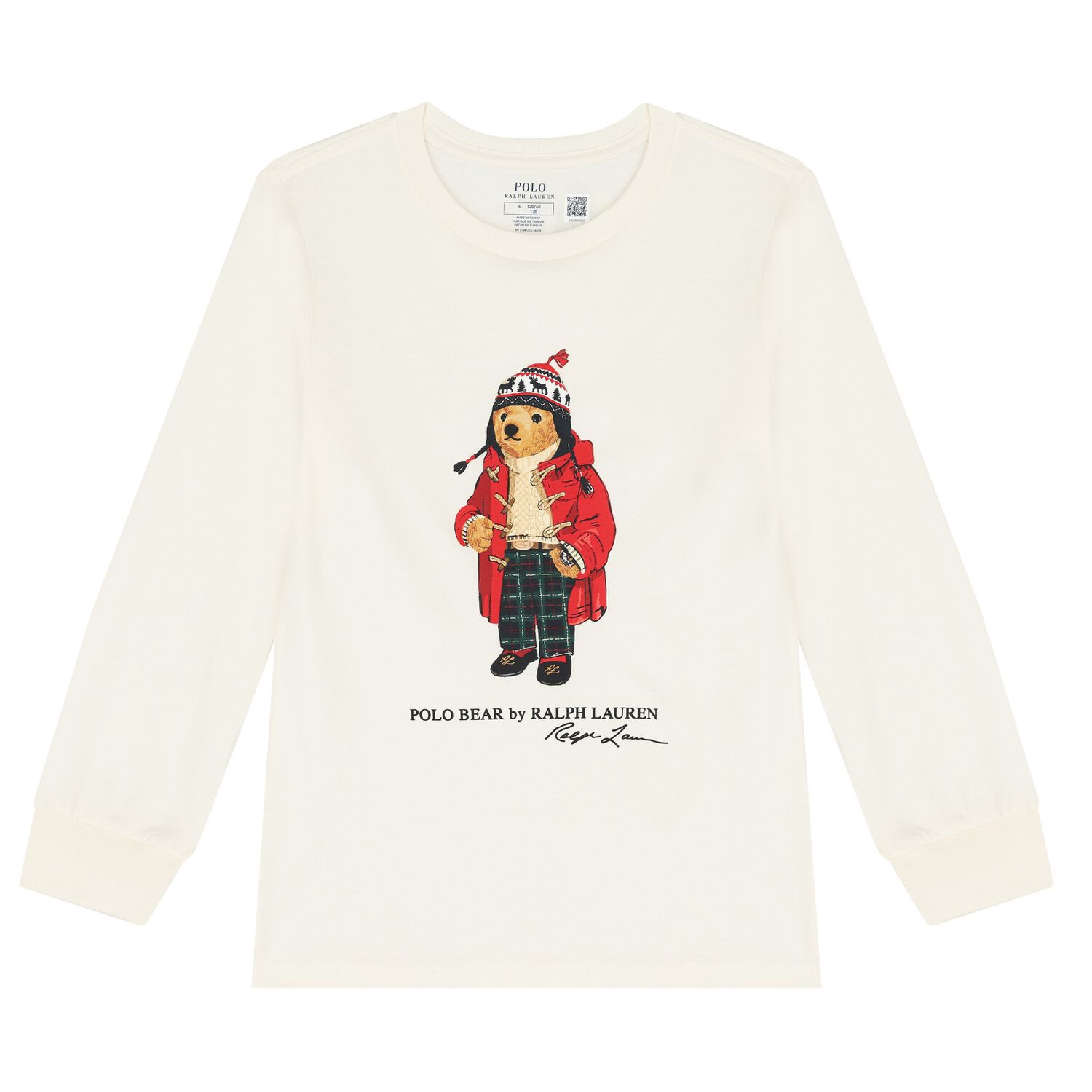 Boys White Polo Bear Long Sleeve Top, 1, hi-res image number null