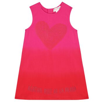 Girls Pink & Red Sequin Heart Dress