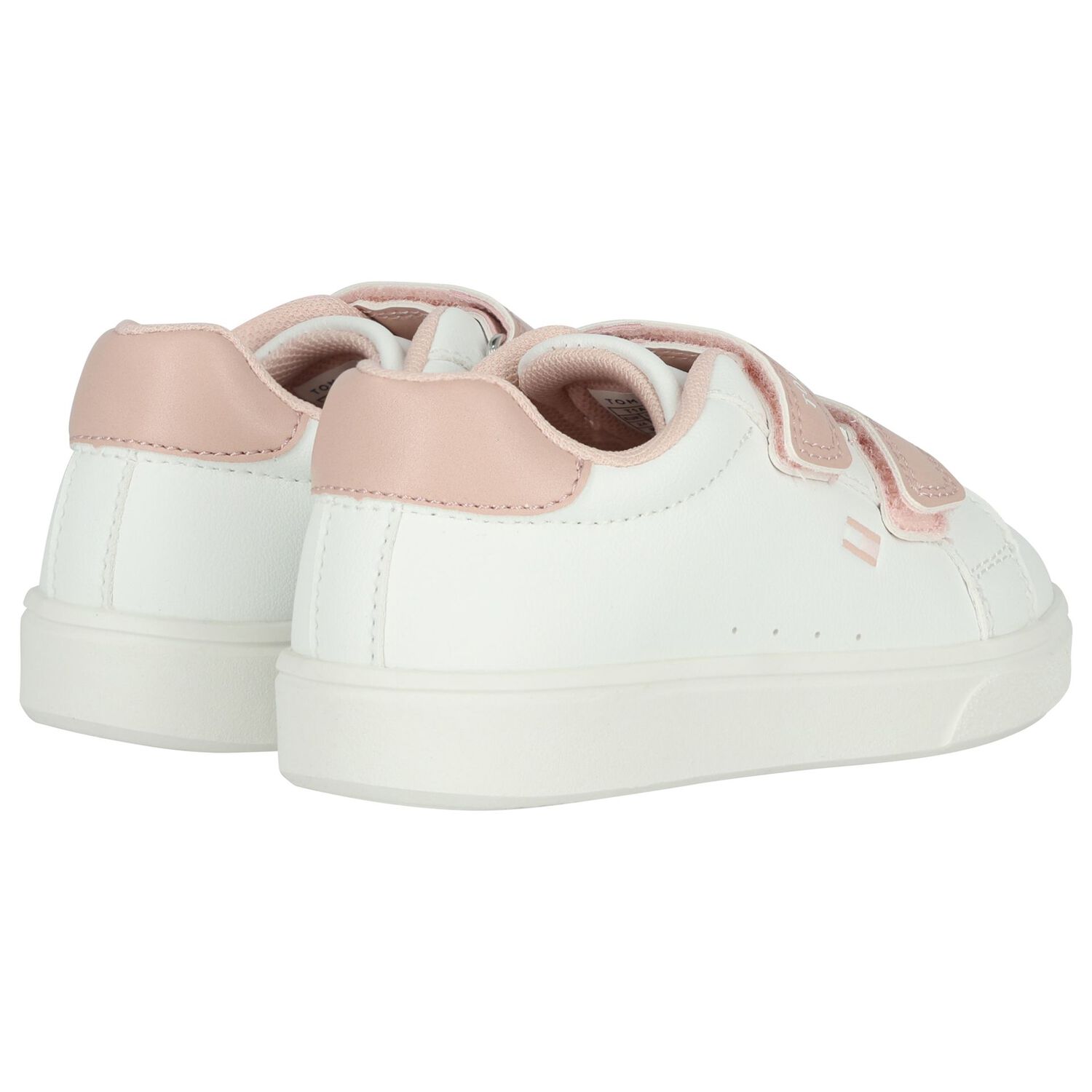 Girls White & Pink Logo Trainers, 1, hi-res
