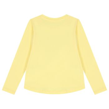 Girls Yellow Logo Sequin Long Sleeve Top