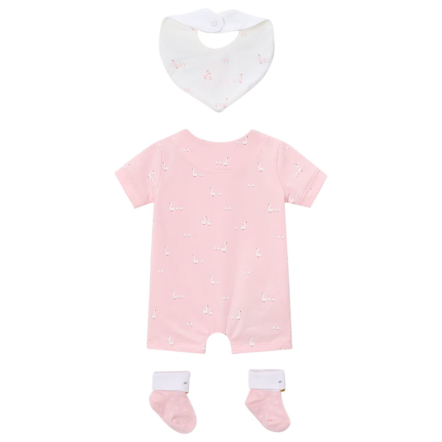 Baby Girls Pink Swan Romper Set, 3, hi-res