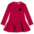 Girls Red Logo Scuba Dress, 2, hi-res