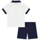 Younger Boys White & Blue Shorts Set, 1, hi-res