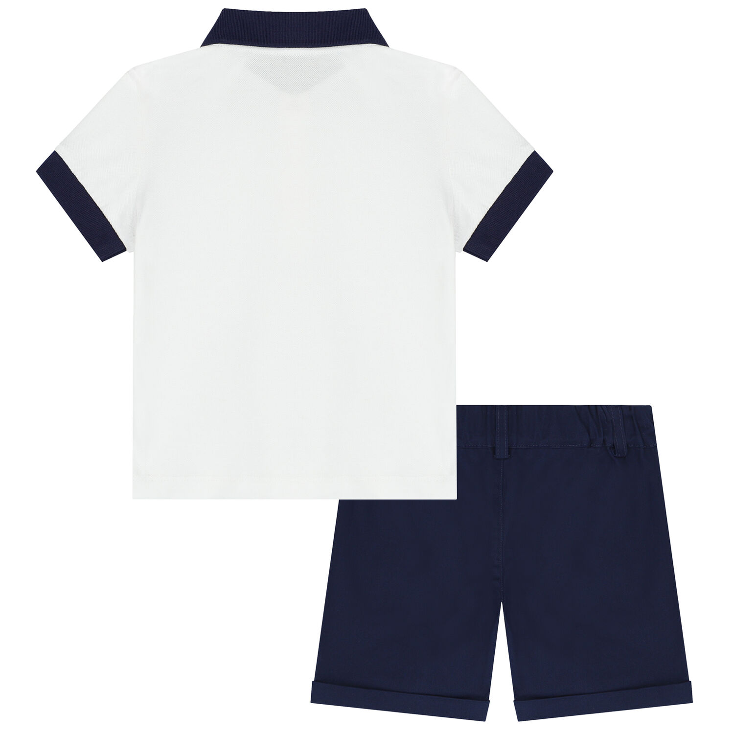 Younger Boys White & Blue Shorts Set, 1, hi-res