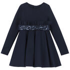 Girls Navy Embellished Dress, 1, hi-res
