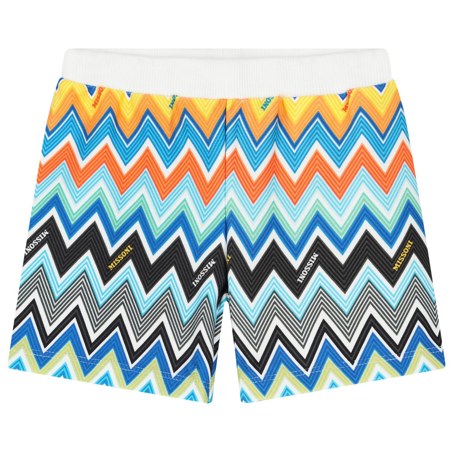 Younger Boys Multi-Coloured Logo Zig Zag Shorts, 1, hi-res