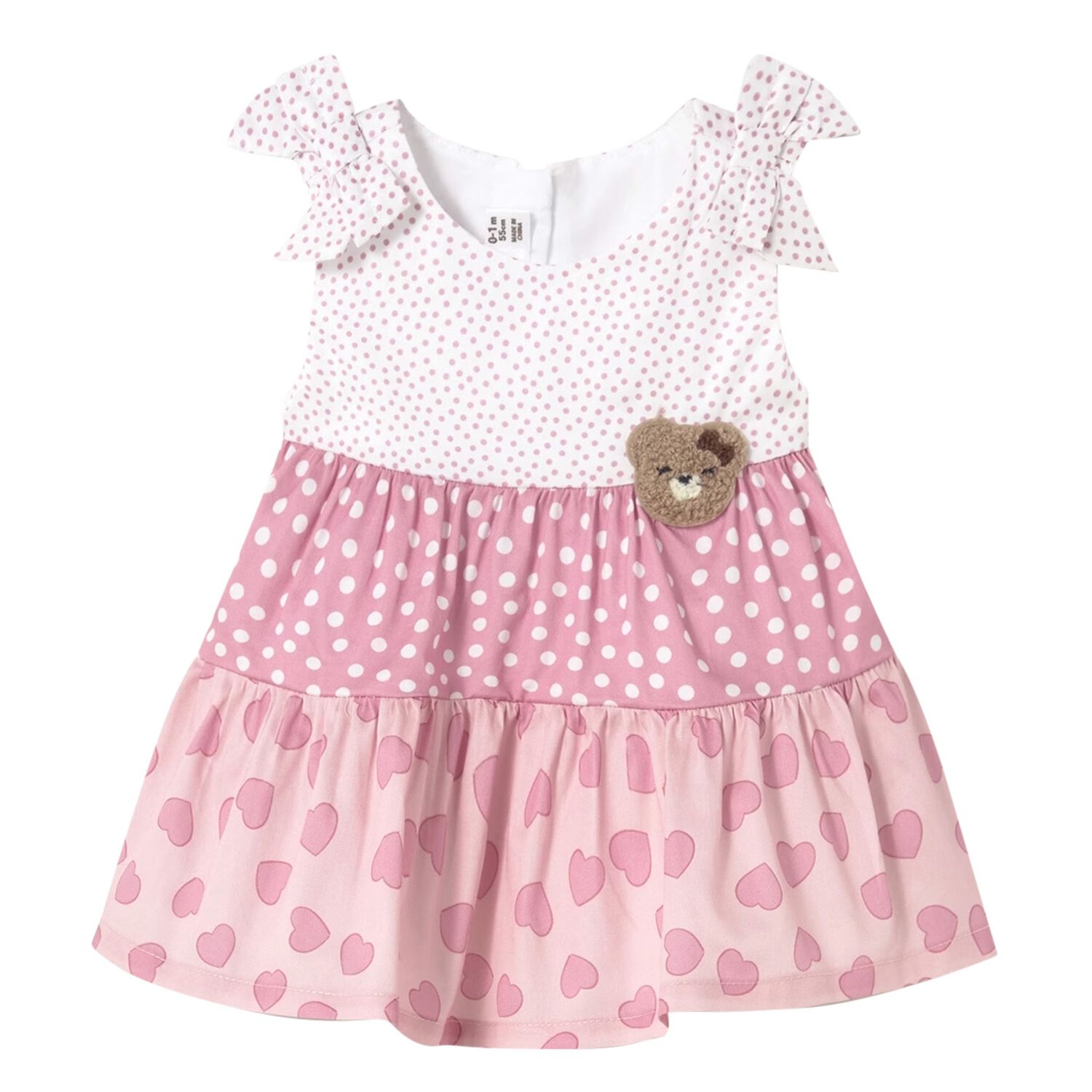 Baby Girls Pink & White Dress, 1, hi-res image number null