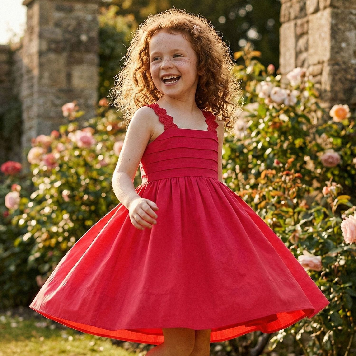 Girls Pink Pleated Satin Dress, 1, hi-res