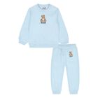 Younger Blue Teddy Bear Logo Tracksuit, 3, hi-res