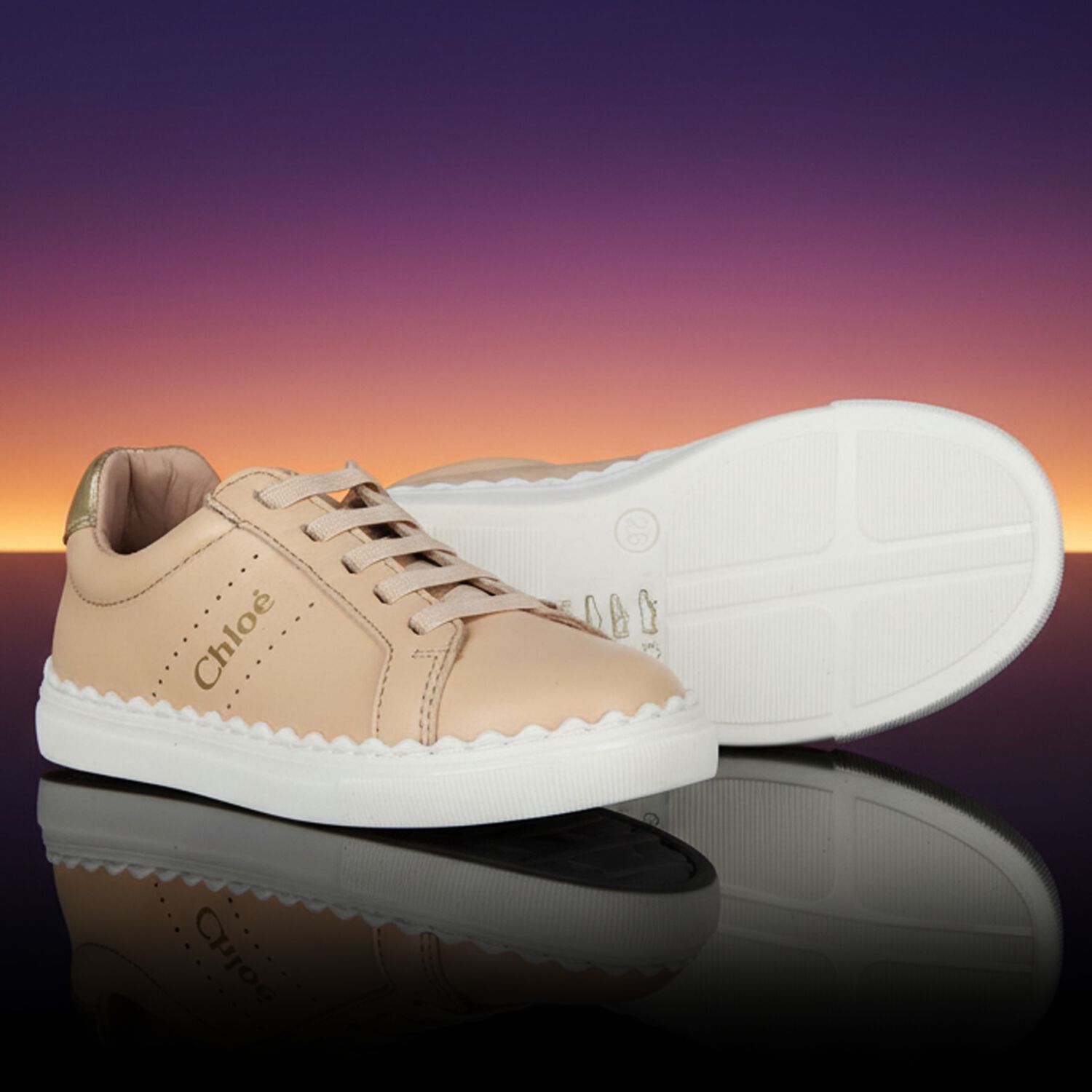 Girls Beige Logo Trainers, 1, hi-res