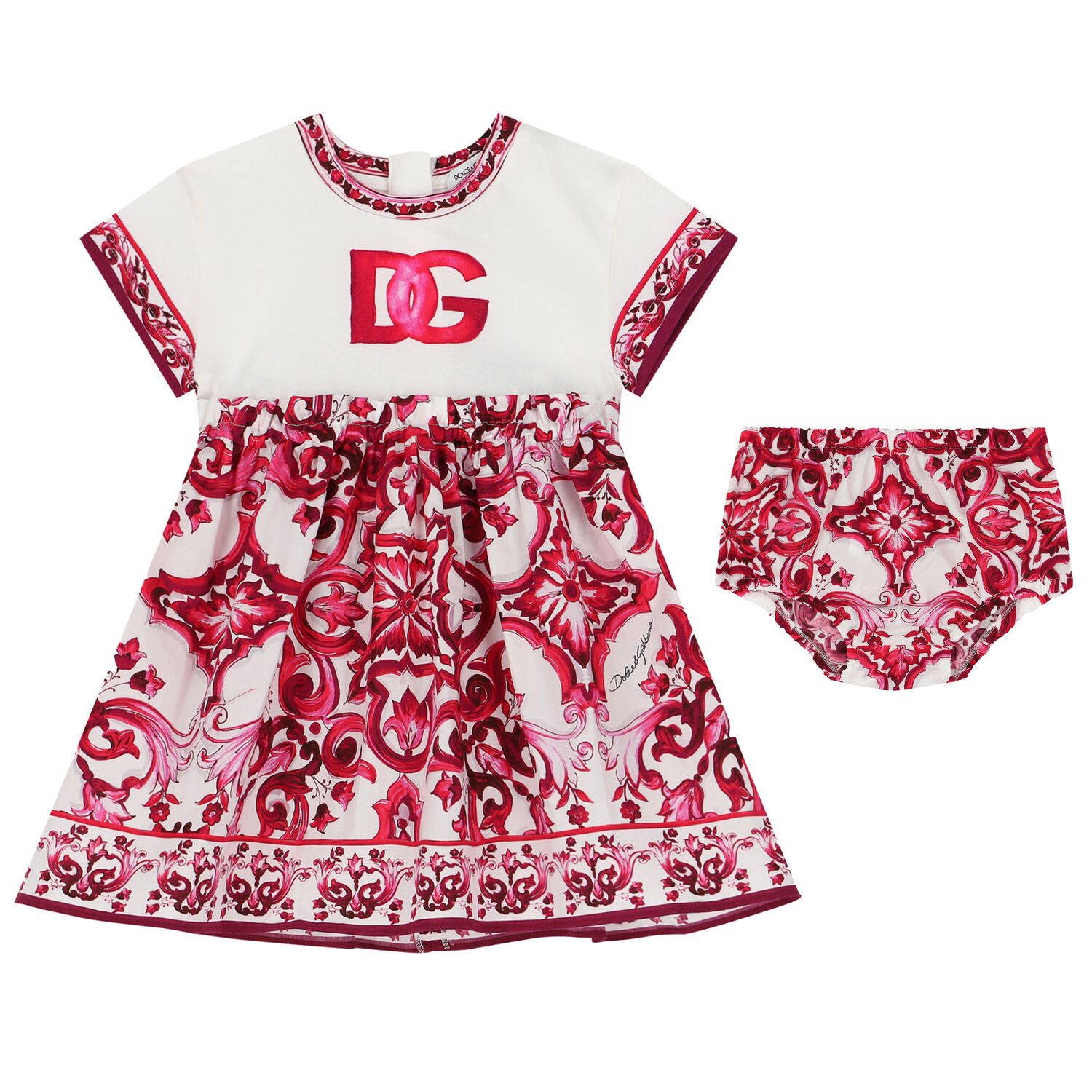 Younger Girls Pink & Ivory Majolica Dress Set, 1, hi-res image number null