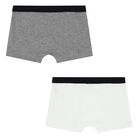 Boys White & Grey Boxer Shorts (2-Pack), 2, hi-res