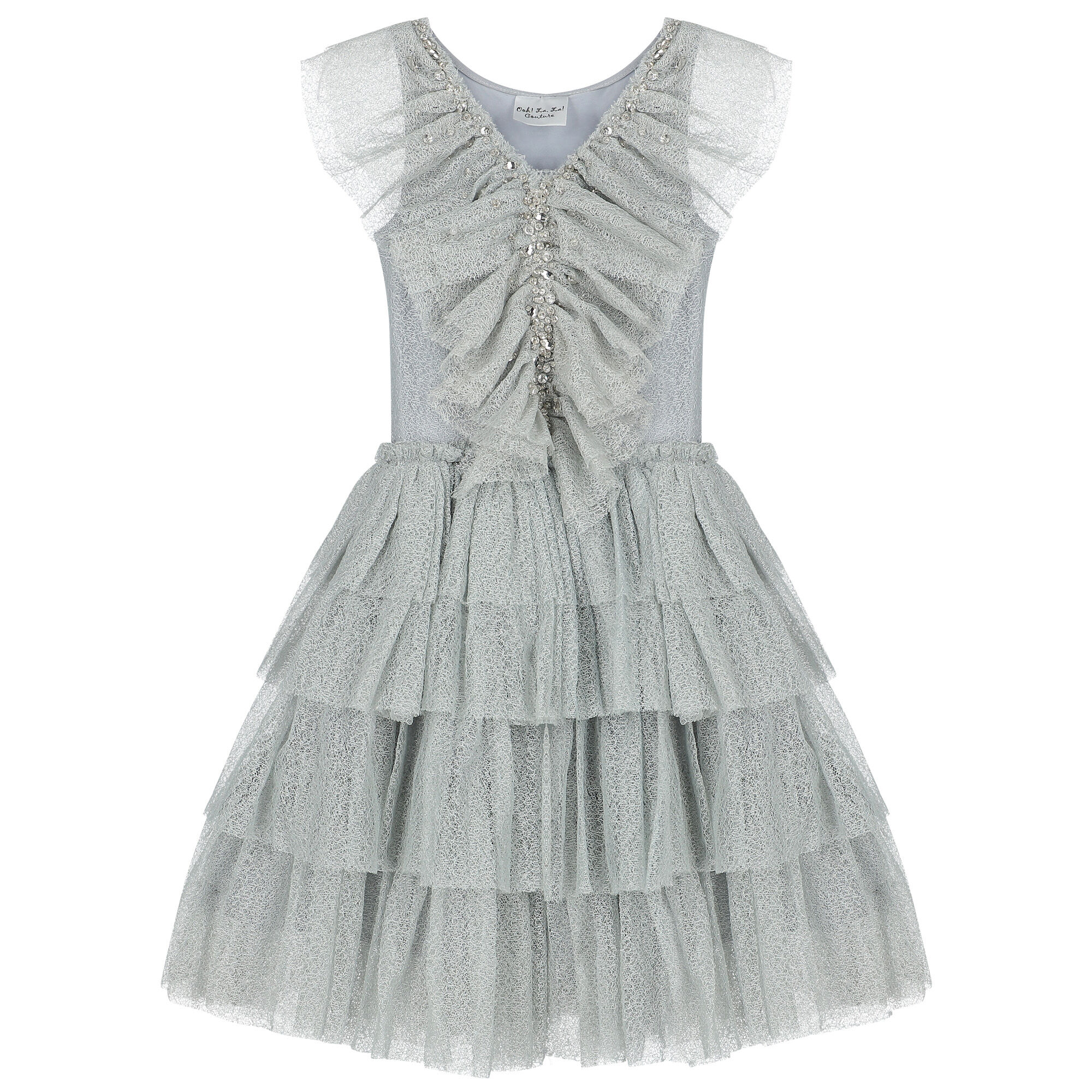 Ooh La. La Couture Girls Grey Embellished Dress Junior Couture UK