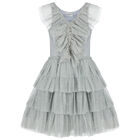 Girls Grey Embellished Dress, 1, hi-res