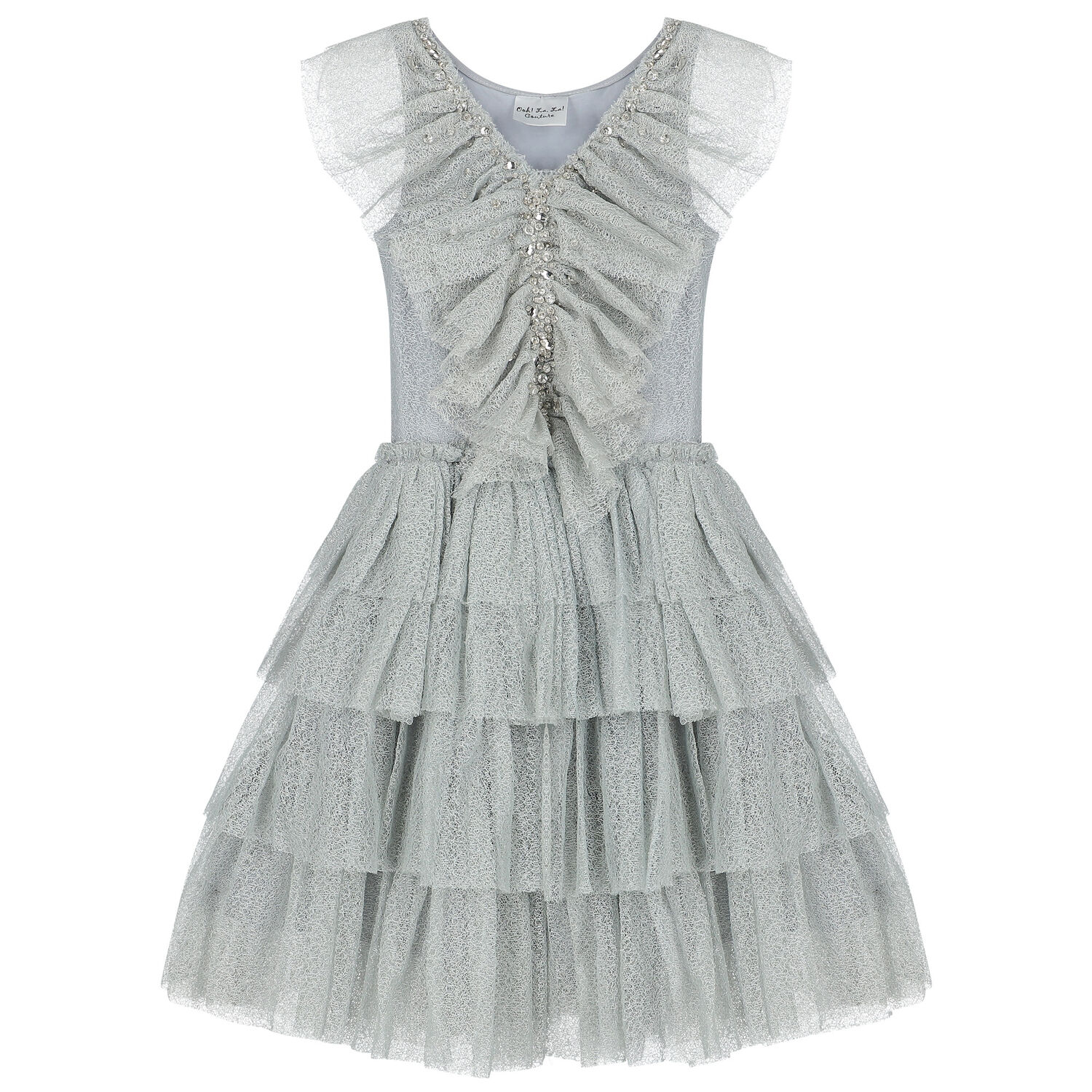 Girls Grey Embellished Dress, 1, hi-res image number null