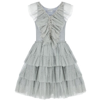 Girls Grey Embellished Dress