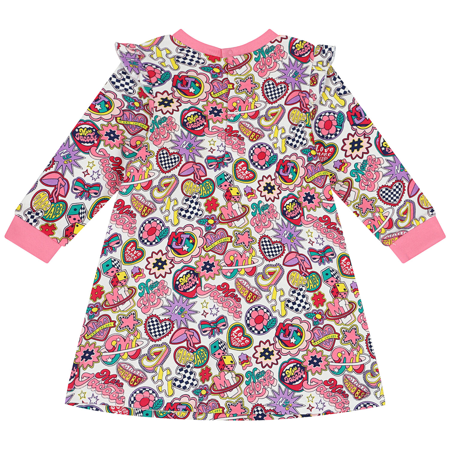 Younger Girls White Logo Dress, 1, hi-res