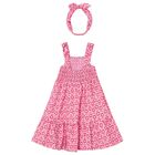 Girls Pink Floral Smocked Dress Set, 2, hi-res