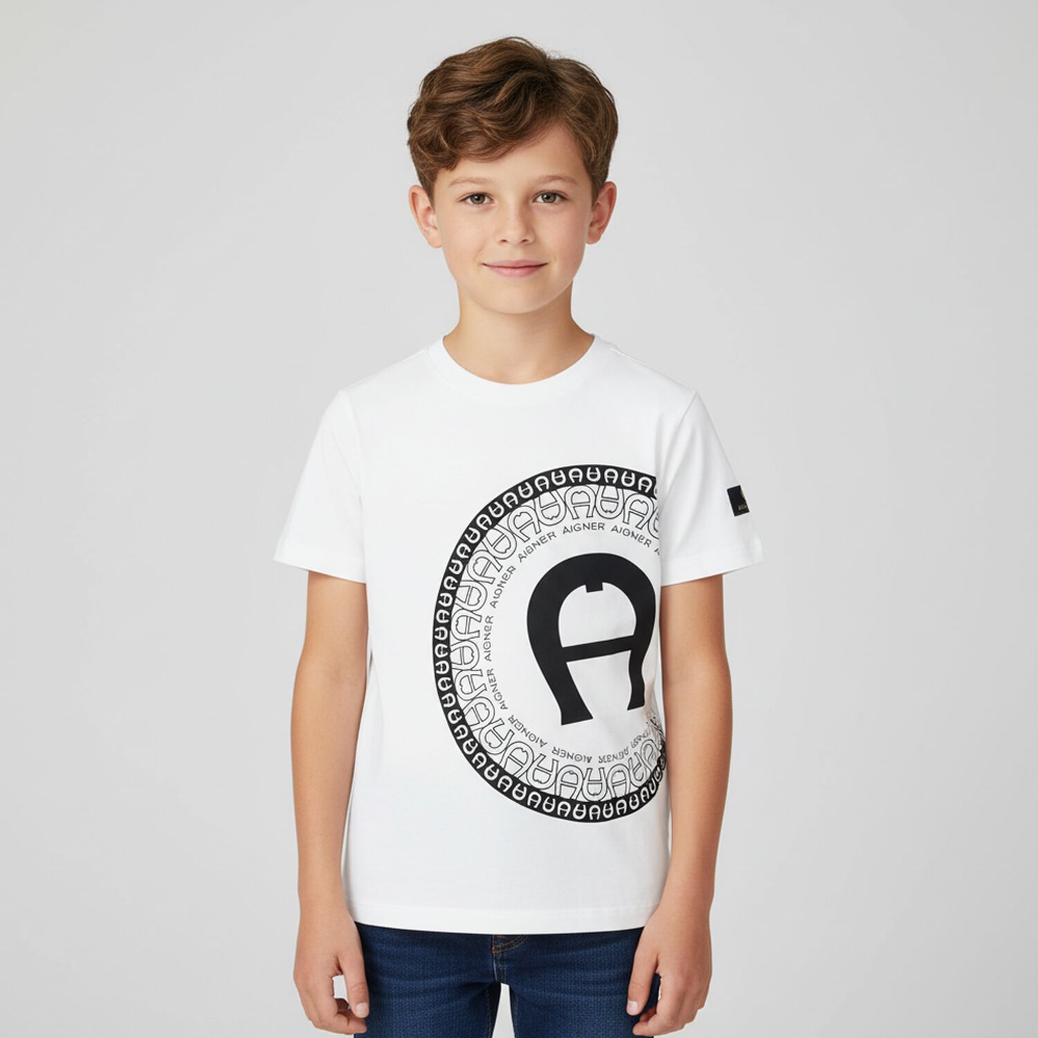 Boys White Logo T-Shirt, 1, hi-res image number null