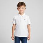 Boys White Logo Polo Shirt, 1, hi-res