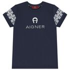 Boys Navy Blue Logo T-Shirt, 2, hi-res