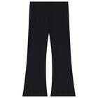 Girls Black Teddy Bear Logo Leggings, 1, hi-res